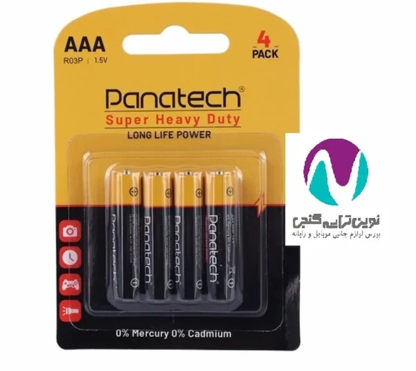 باتری نیم قلمی (AAA) پاناتک مدل R03P Super Heavy Duty پک چهار عددی - تصویر 2