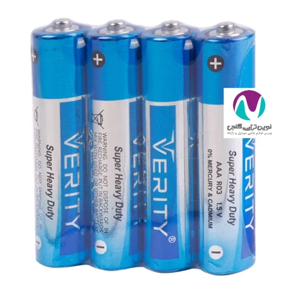 باتری نیم قلمی (AAA) وریتی Super Heavy Duty R03 بسته 4 عددی - تصویر 3