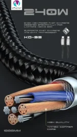 کابل شارژر دوسر تایپ سی کلومن مدل KD-95 240W - تصویر 6